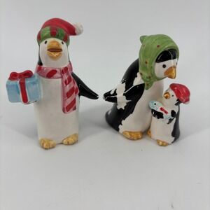 Vintage Napcoware Japan Artic Penguin Family Christmas Winter Figurine Set Cute
